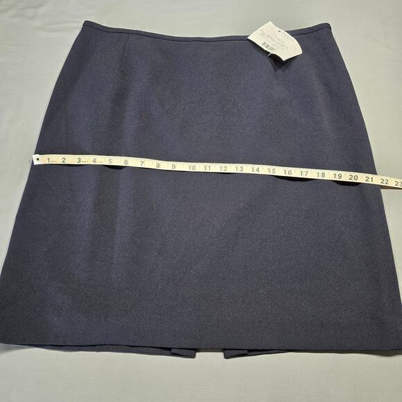 Macy's Navy Blue Suit Skirt NEW Lined Slit Zip A-Line Midi Womens Petite Size 16 - Picture 8 of 9